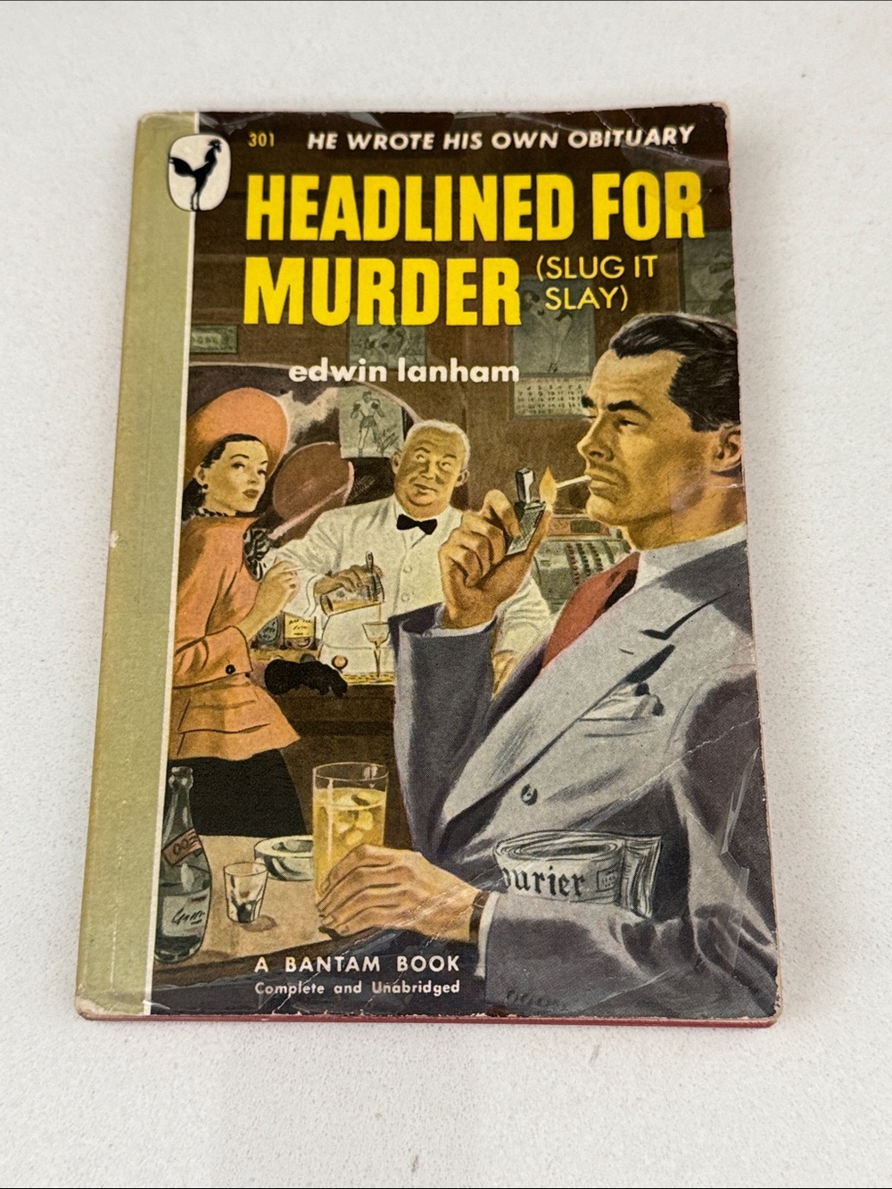 Vintage 1948 paperback - headlined for murder ( slug it slay ) - Edwin Lanham